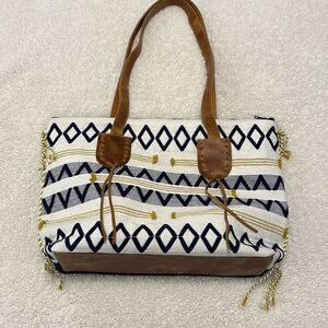 Noonday Collection Aventura Woven and Leather Tote Bag